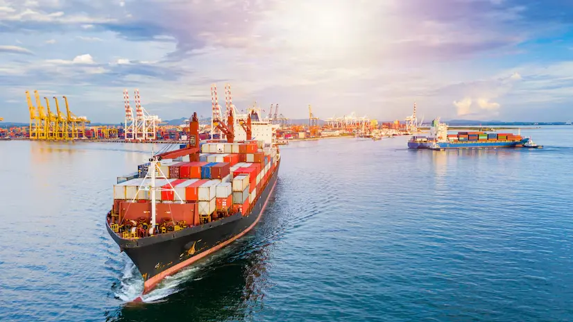 container ship approaching port